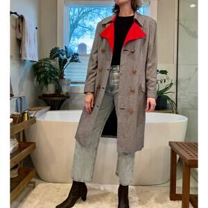 1980s Bill Blass Navy & White Houndstooth Coat